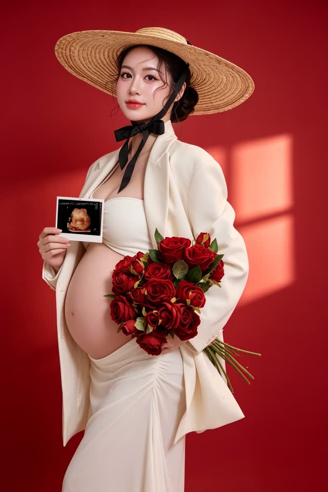 Concept nền đỏ cùng bó hoa